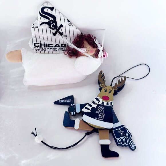 Chicago White Sox Ornaments Lot – Boelter Reindeer + Fabric Angel – MLB Licensed - Picture 1 of 6
